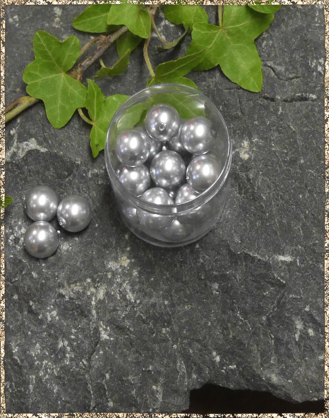 Perlen silbergrau 12 mm